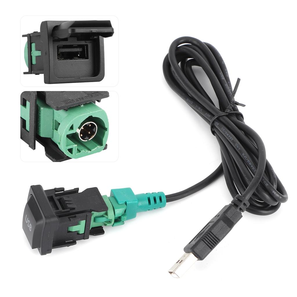 Stereo USB Cable Adapter Switch Button for CD Player Radio DC 12V Universal Connecting Wire