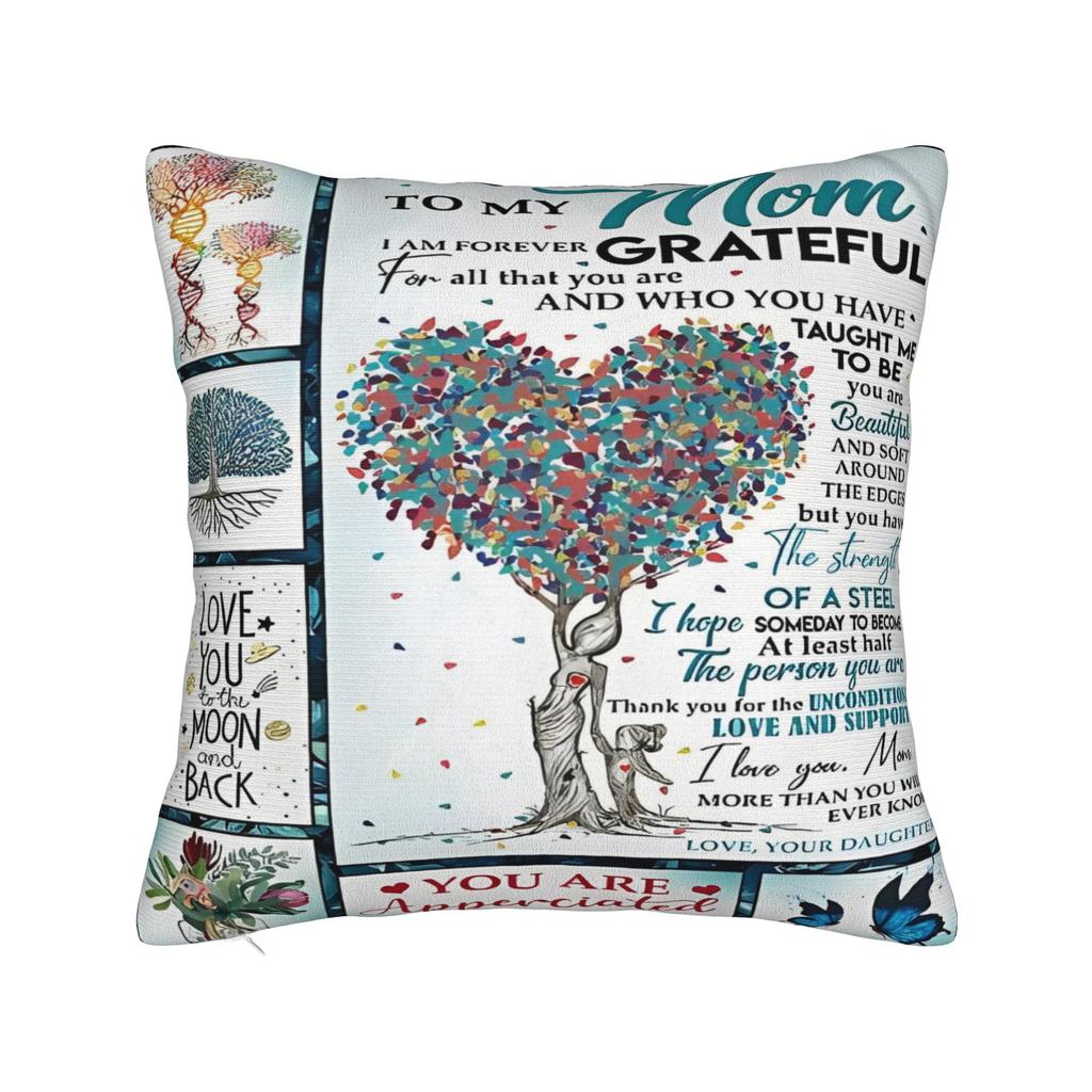 I Love You Mom Square Pillowcases Polyester Car Mother's Day  Cushion Case Funny Decor Pillowcase 45*45