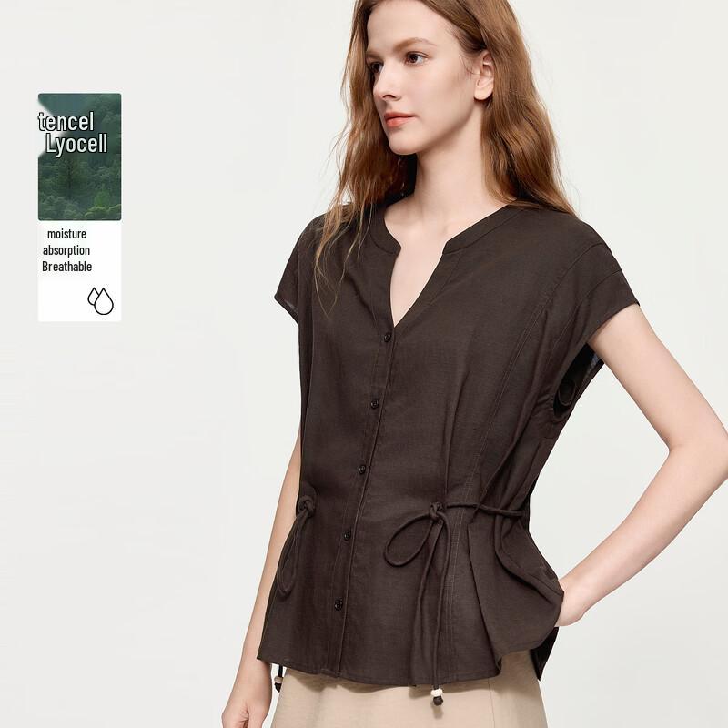 ELLE Women s V-Neck Drawstring Blouse M