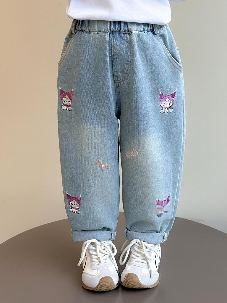 Kuromi Girls' Loose Fit Jeans, Spring/Autumn 2025 Fashionable Style