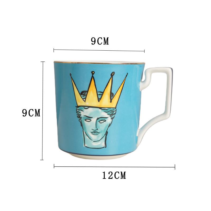 350ML Bone China Mug Round Storage Tray Creative Cartoon Character Porcelain Cup Couple Office Cup Birthday Gift Home Decoration 350ML