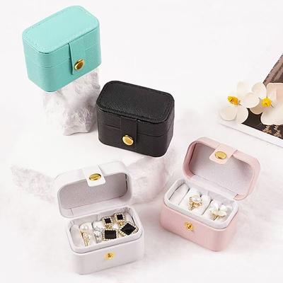 Mini Portable Small Jewelry Storage Bag Travel Simple Leather Ring Necklace Earrings Box Organizer Display Gift Packaging