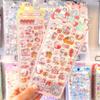 New Authentic 3D Crystal Solid Strawberry Rabbit Embossed Cartoon Stickers For Kids Students Reward Phone Case Decorative Decals