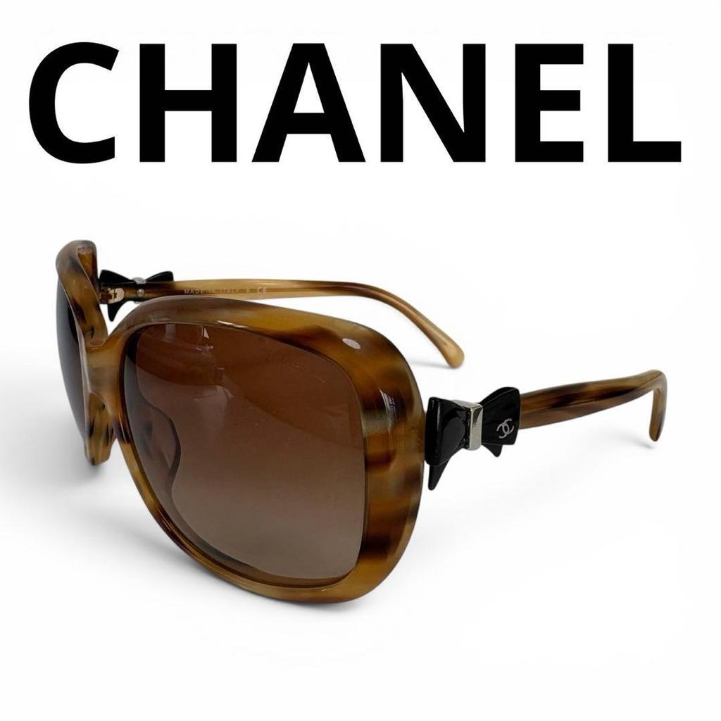 Used CHANEL Sunglasses Coco Mark Ribbon 5170-A Tortoiseshell
