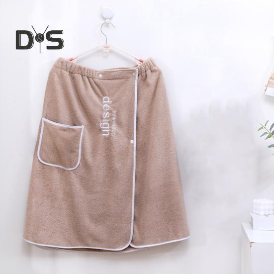 Men Bath Towel with Pocket Coral Fleece Quick Absorbent Adjustable Waist Button Closure Towel Wrap Skirt Sauna Towels Men Wrap Robe for Gym Spa Beach