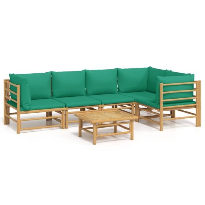 VidaXL Salon de jardin 6 pcs avec coussins vert bambou 3155169