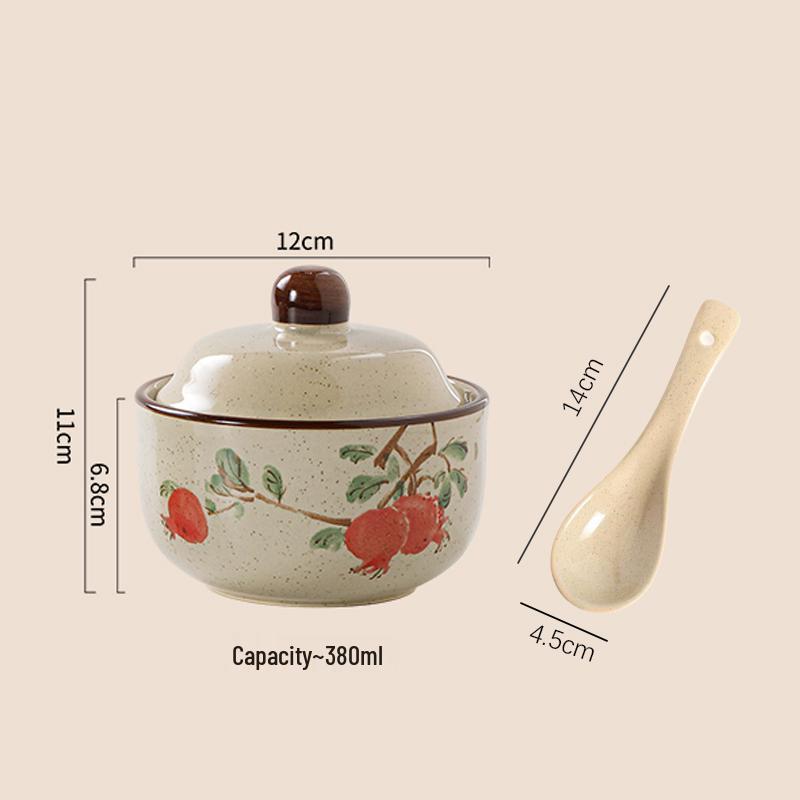 Chinese Retro Ceramic Single-Serve Stew and Soup Pot with Lid