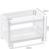 2-Tier Plastic Countertop Storage Rack, Multi-Purpose Pantry Storage Rack, Kitchen Spice Rack (White)