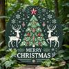 1pc Rustic Metal Wall Art Sign, 8x8 Inch Round Tin Reindeer Tree Print, Festive Kitchen Bar Home Decor