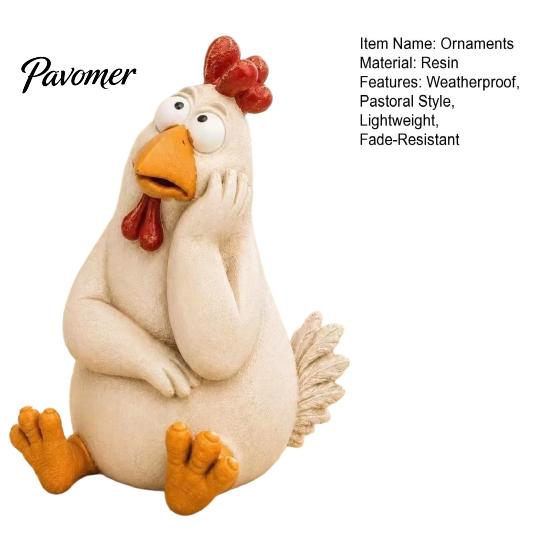 Cute Farm Animal Decor Funny Chicken Garden Statue, Resin Figurine, Farmhouse Outdoor Figurines Yard for Balcony Flowerpot, Lawn, Decoration Gardening