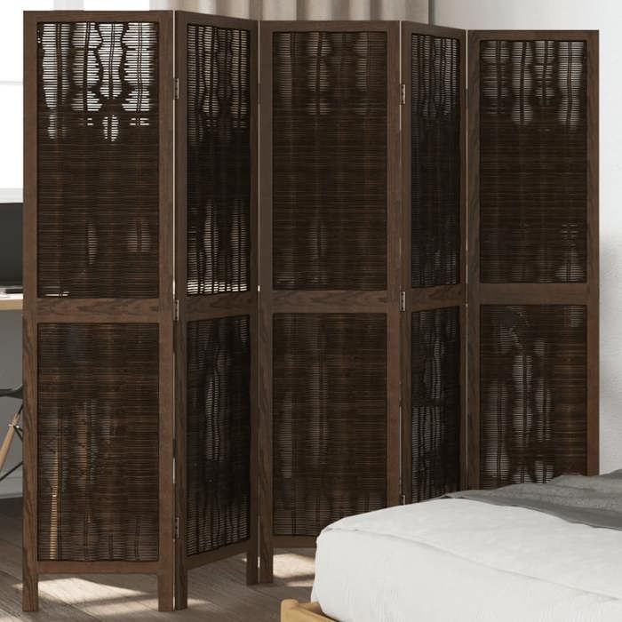 VidaXL Cloison de Séparation 5 Panneaux, Séparateur de Pièce, Écran d'Intimité, Paravent Chambre Salon, Marron Foncé 358661