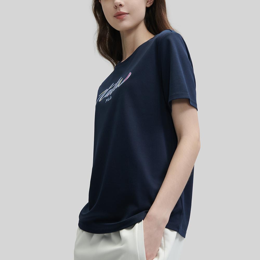 New FILA SS24 T Shirt Women's Dark Blue F11W424105FDB