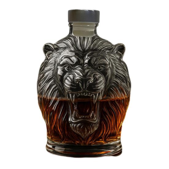 280ml Whiskey Decanter with Leak-Proof Seal Stopper Lion Design Large Capacity Glass Decanter Red Wine Decanter