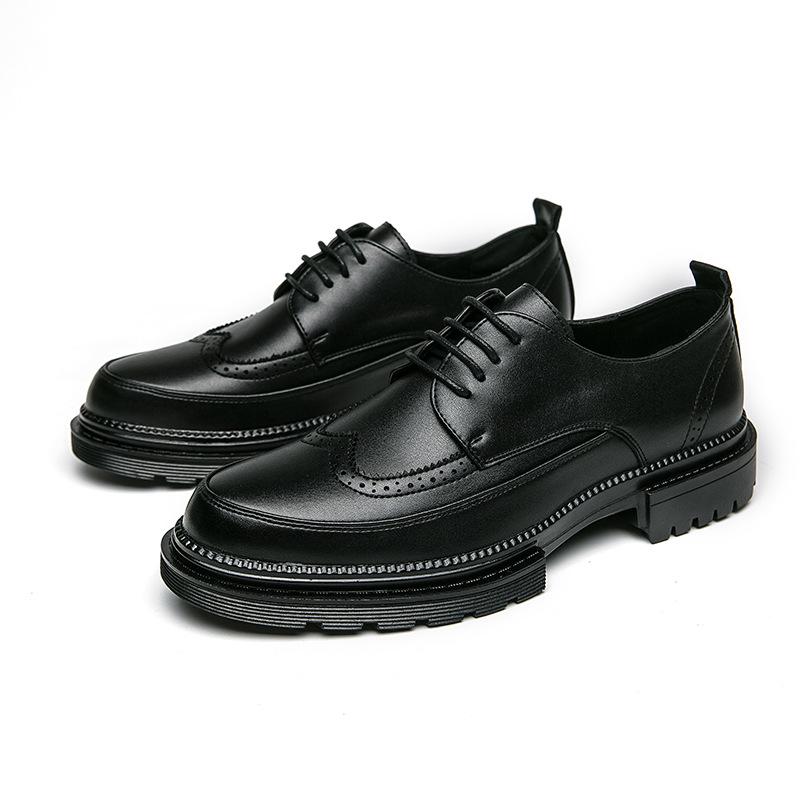 

Мужские туфли из высококачественной роскошной кожи, мужские, с высоким чувством британского стиля, на платформе для увеличения роста, трендовые, лакированные, повседневные лоферы на одной педали 45