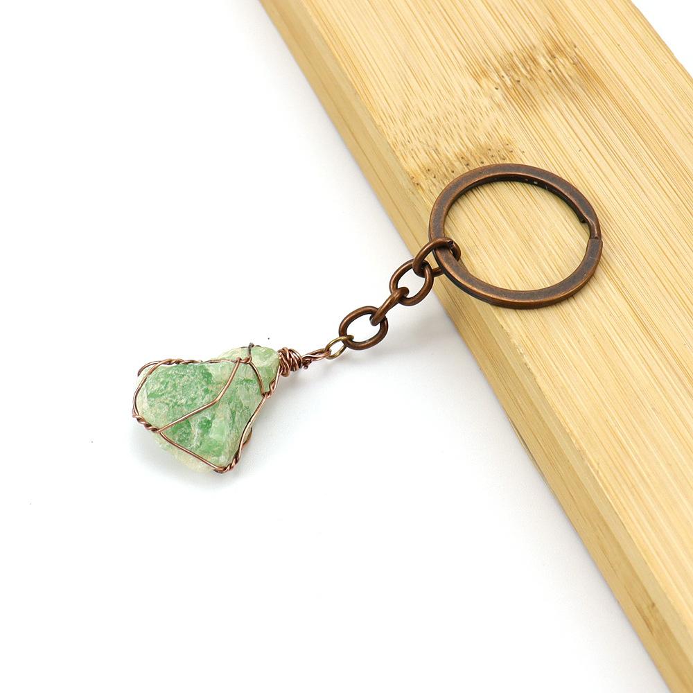 

Copper Wire Winding Natural Crystal Rough Stone Keychain Pendant Bag Pendant Key Chain K33