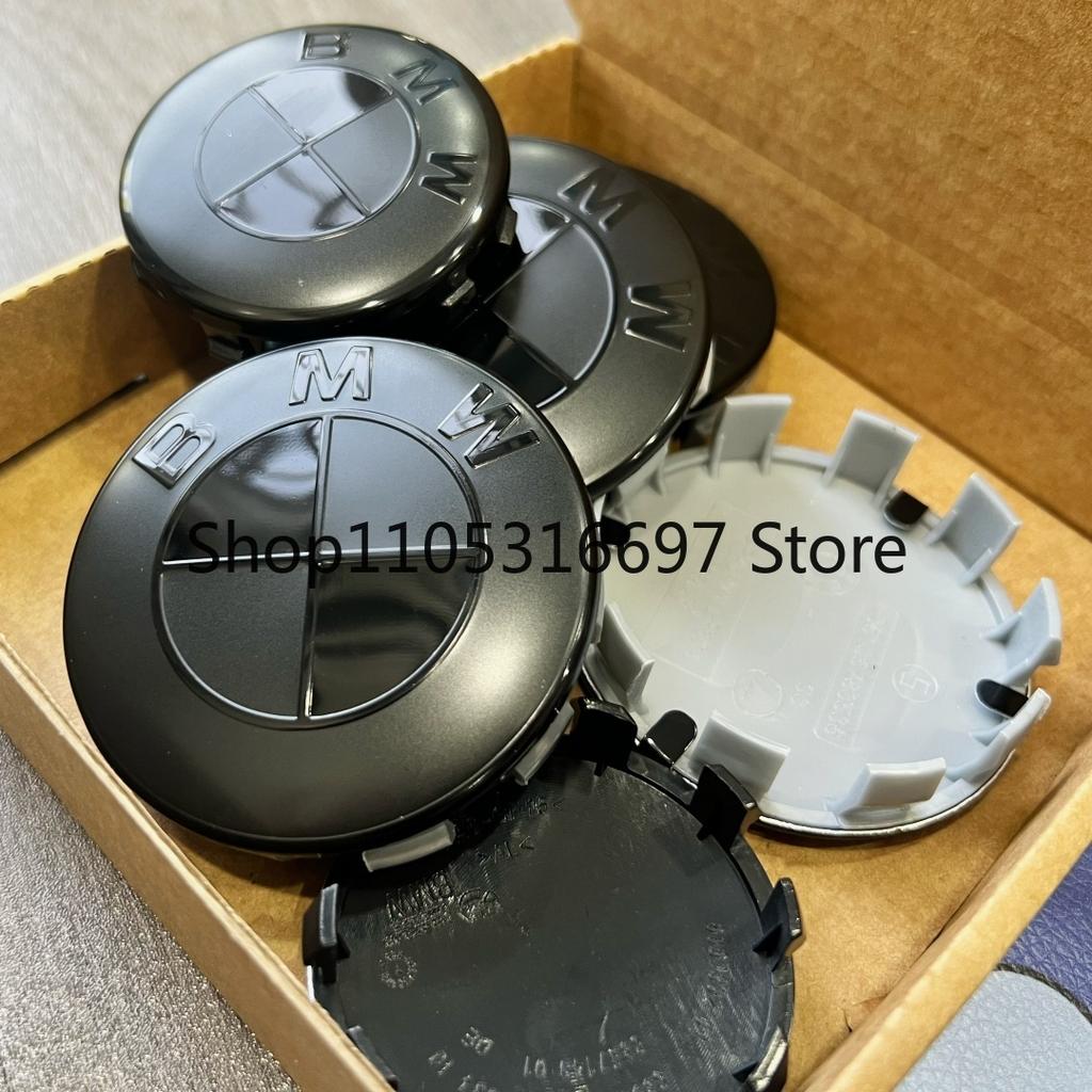 ztkah6 4pcs The new matte black hub center cover is suitable for BMW 68/56mm diameter hub center cap replacement parts black splicing.