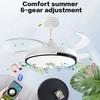 6-gear Adjustment Invisible Fan Ceiling Fan With Light Household Bedroom LED Lighting Electric Fan Bluetooth Audio Fan Light