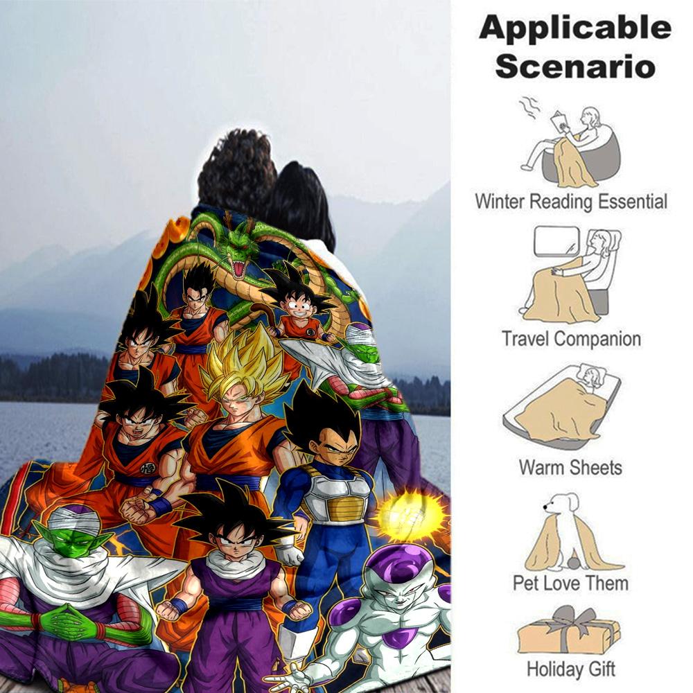 Anime DragonBall Print Flannel Blanket High Quality Warm Comfortable Cover for All Seasons Perfect for Gifts Home Decor