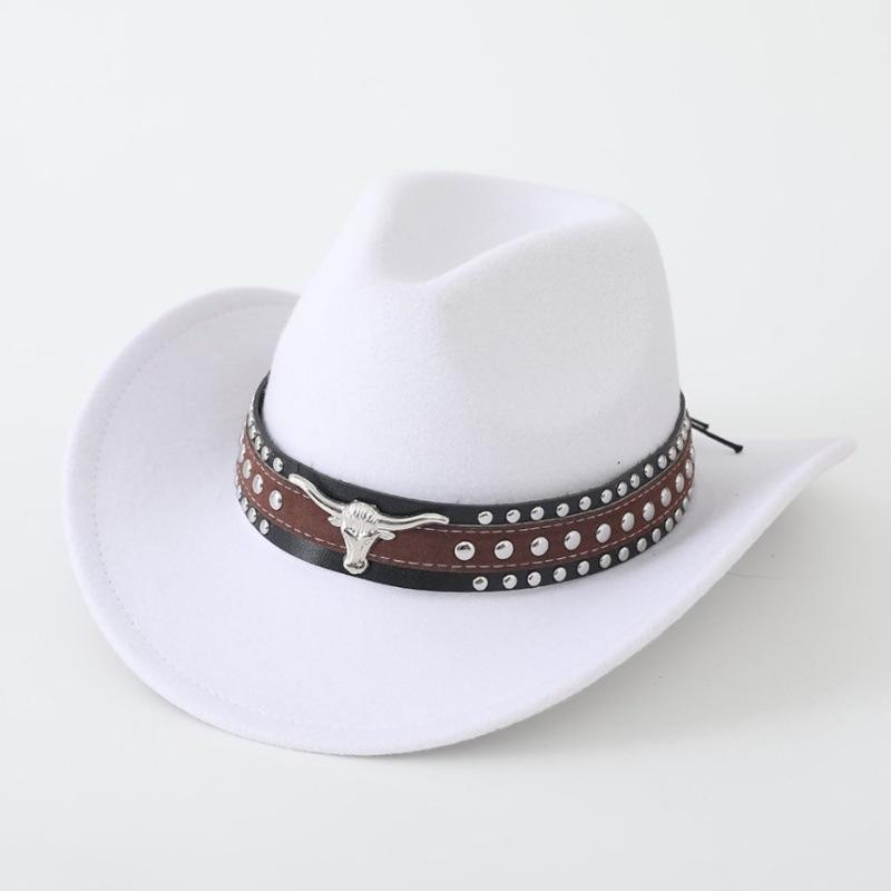 New Western cowboy hat, Tibetan wool top hat, men's and women's autumn/winter outdoor ox-head accessory, travel riding hat