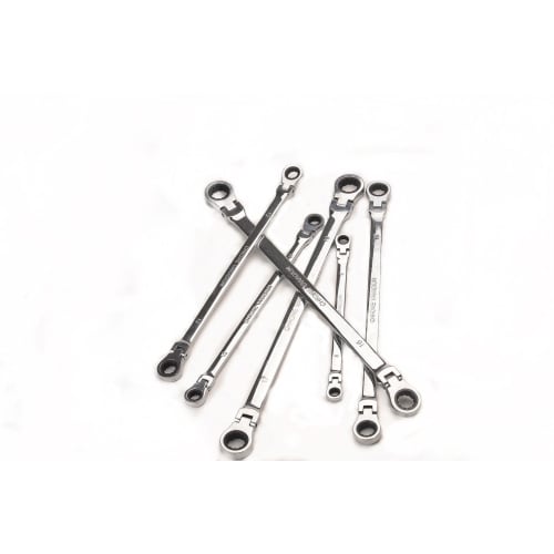 Ratchet Wrench, Flex Ratchet Wrench, Double-Ended, Swing Head, Long Type, 72 Gears, CR-V Steel, 2 Sizes, Mirror Finish, for Cars and Motorcycles (12*1