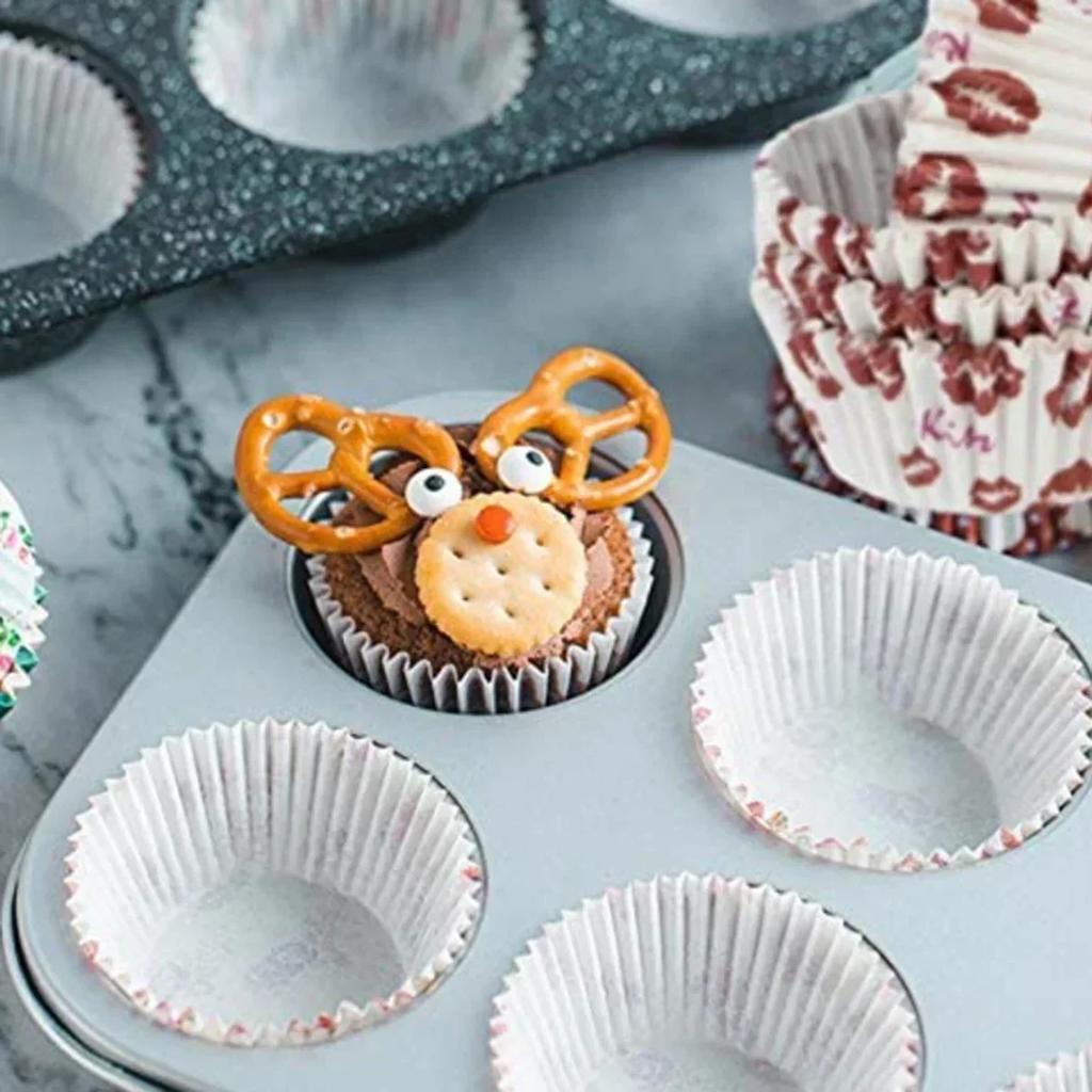 100pcs-New Multi Color Christmas Cupcake Paper Cups Cake Forms Greaseproof Muffin Cupcake Liners Wrapping Cups Paper Baking Cup