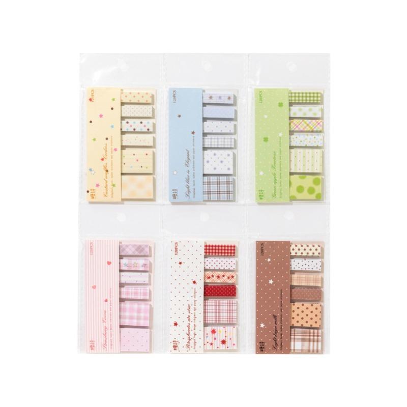 INS Korean Cute Index Tabs Star Polk Dor Basic Journaling Office School Study Memo Sticky Notes Cute Self-Adhesive Page Markers