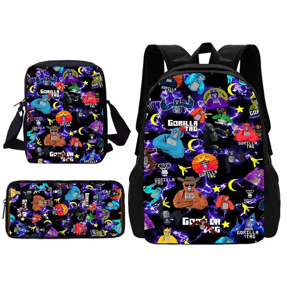 Etichetta Gorilla Cool Novità Cartone Animato Zaino Scolastico per Bambini Con Borsa a Spalla Astucci Zaini Scolastici per Ragazzi Ragazze Miglior Regalo