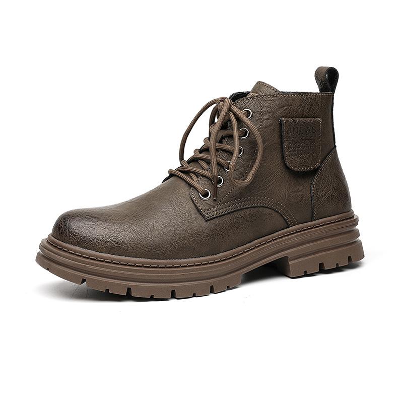 

Martin boots men s casual height increase versatile lace-up British style Chelsea boots autumn and winter new men s shoes 8260-R 44 темно-коричневого кольору