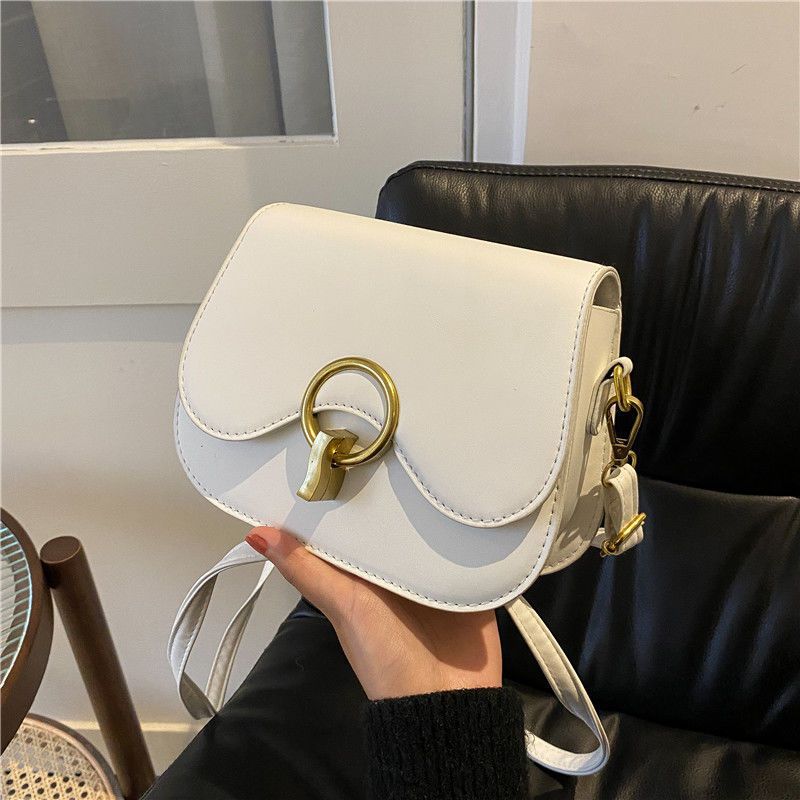 New Flap Crossbody Bags For Women Fashion Lock Design Shoulder Bag Solid Color Pu Leather Ladies Saddle Handbags Cross Body