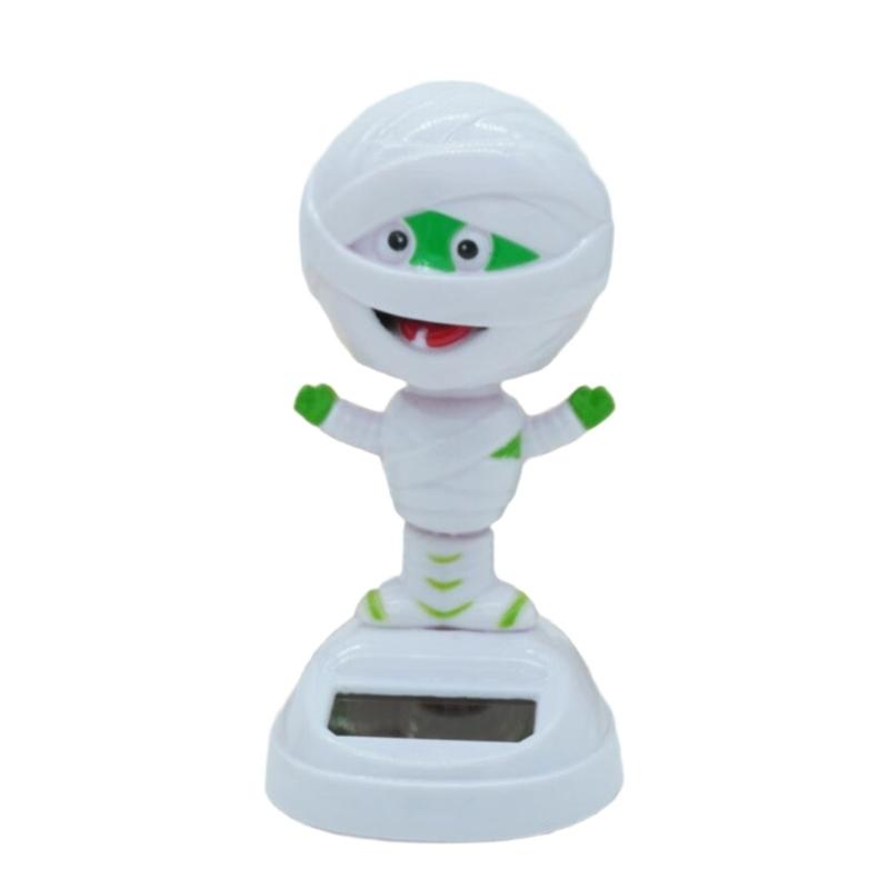 Solar Powered Halloween Figure Dancing Toy Pumpkins Solar Shaking Head Dancing Doll Ornament for Car Dashboard Decors