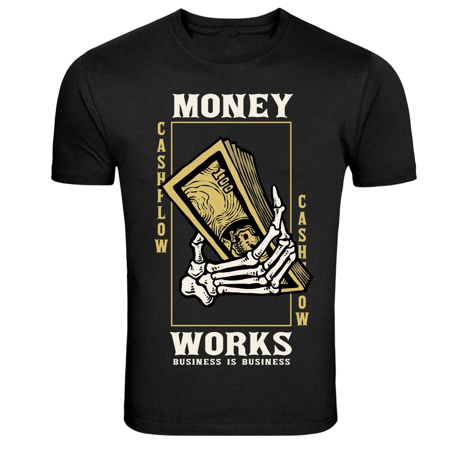 Money Cash Flow Skeleton Hand Holding Cash Graphic T-Shirt L