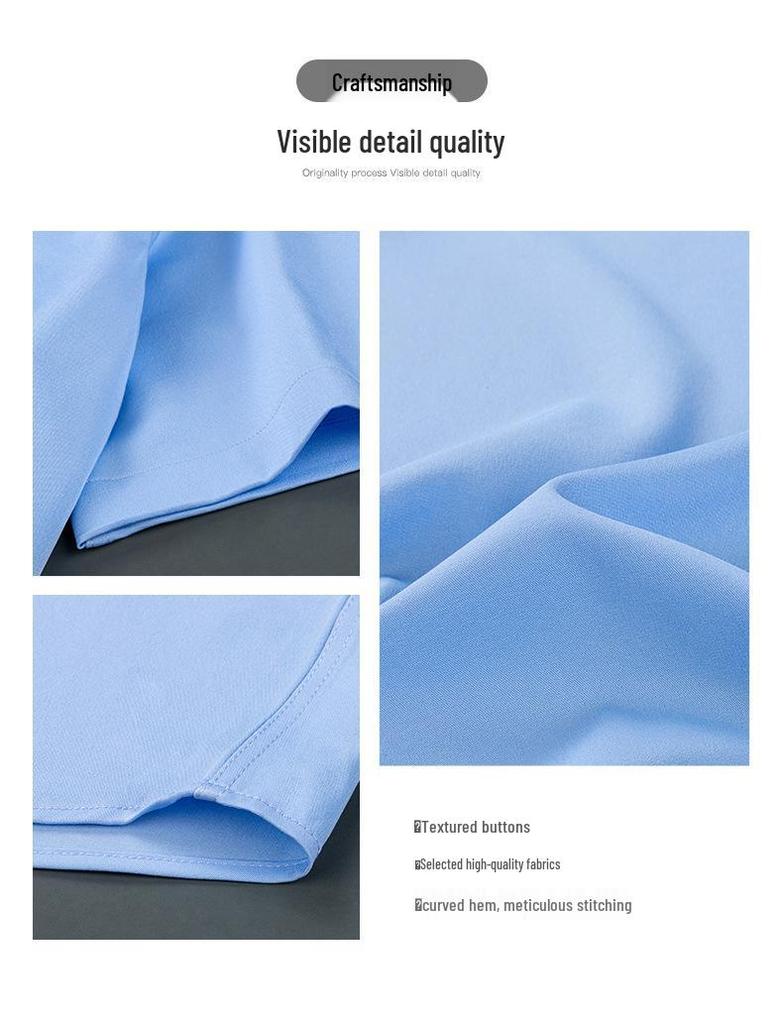 2025 Men's Stretch Short-Sleeve Business Shirt, Solid Color, Formal Interview/ Casual, Iron-Free