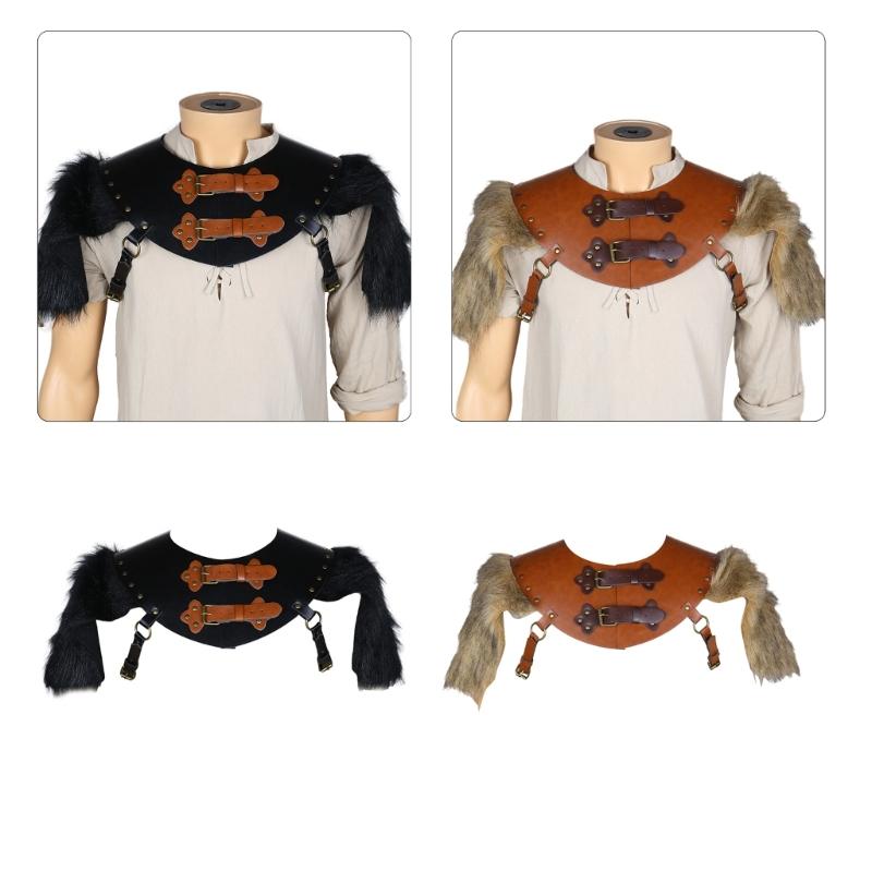 Medieval Leather Collar Shawl with Shoulder Guard , Halloween Medieval Costume, Medieval Shoulder Guard Costume