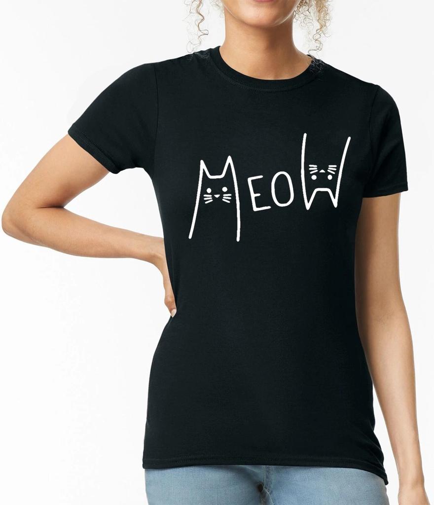 Lustiges T-Shirt Miau Kätzchen Katze Party Kätzchen Miau Miau Weihnachtsgeschenk Damen TopWird in neuem Fenster oder Tab geöffnet