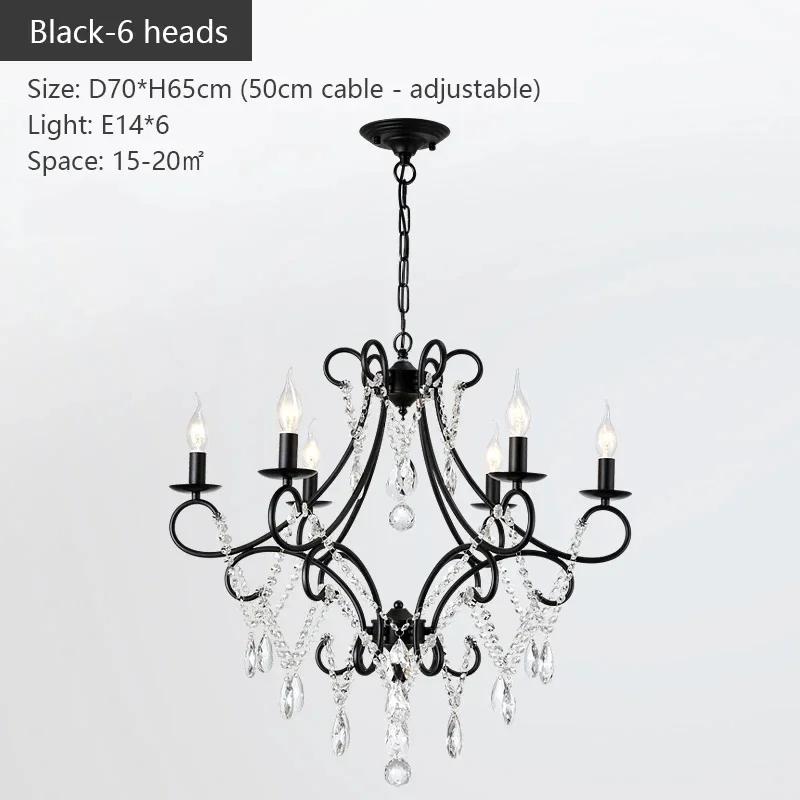 American Country Style Crystal Chandelier Iron Nordic Modern Living Room Candle Chandelier Bedroom Home Decoration Lighting