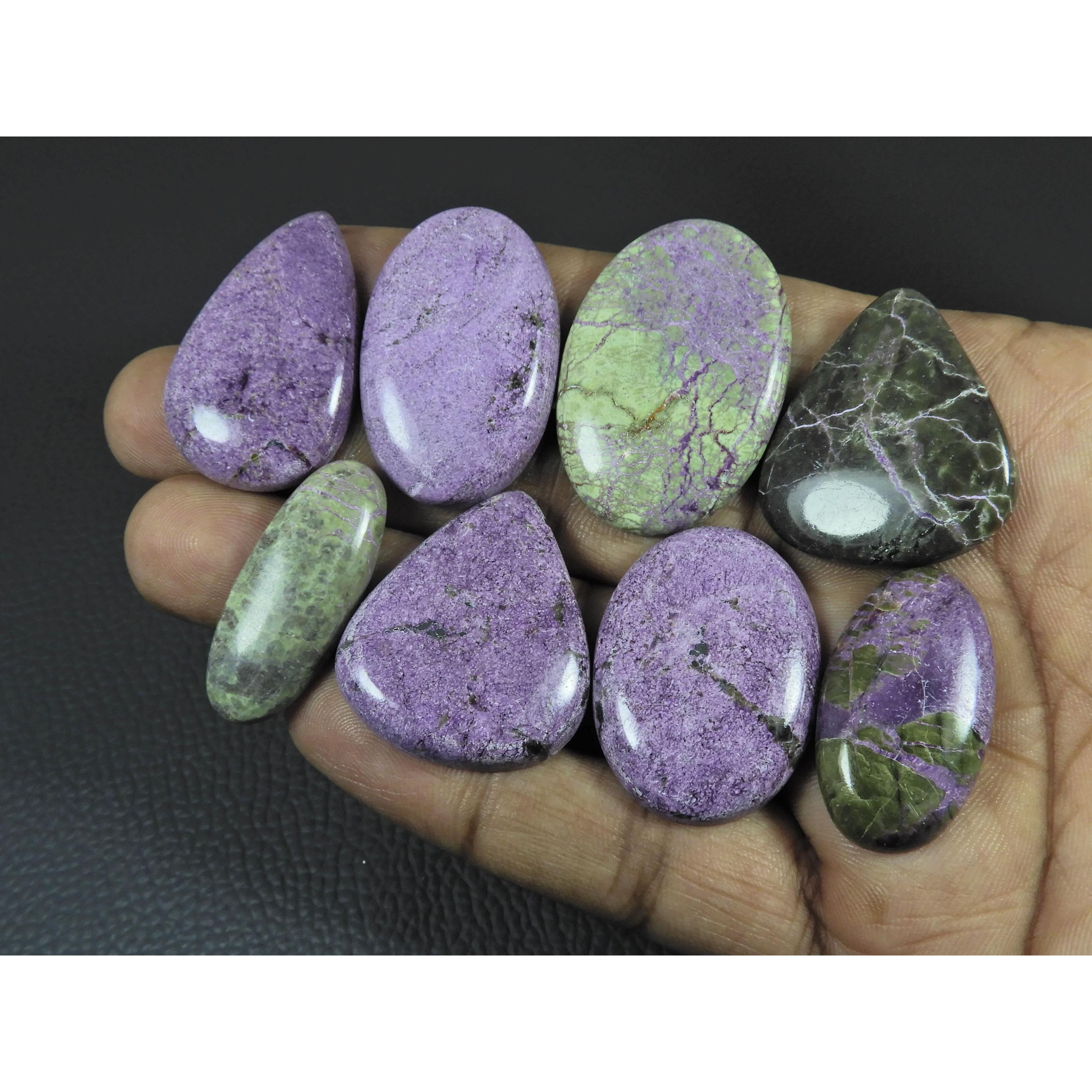 08Pcs Natural Stichtite Mix Shape Cabochon Loose Gemstone 215 Cts. Lot C-2974
