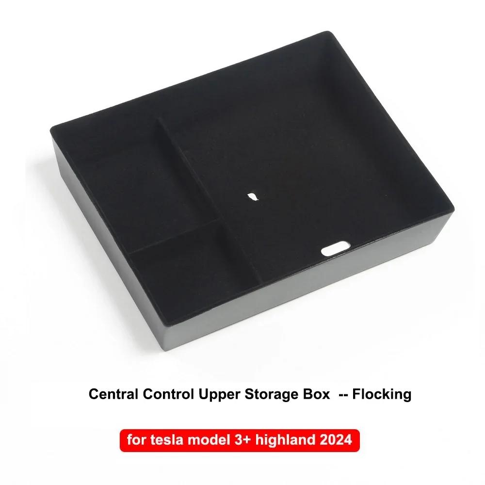 Model3+ 2025 Central Control Storage Box For Tesla Model 3 Highland Flocking Central Armrest Hidden Organizer Stowing Tidying