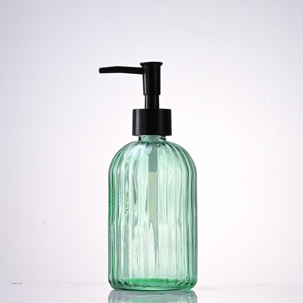 Nordic Large Capacity Vertical Stripe Glass Bottle for Hand Sanitizer, Shampoo, or Shower Gel