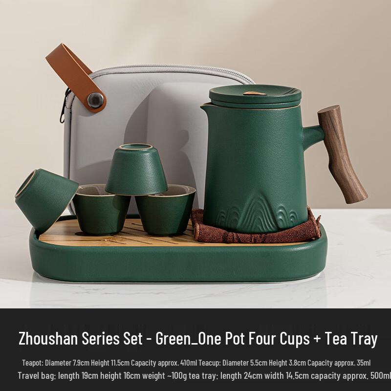 High-End Portable Ceramic Travel Tea Set with Tea Caddy