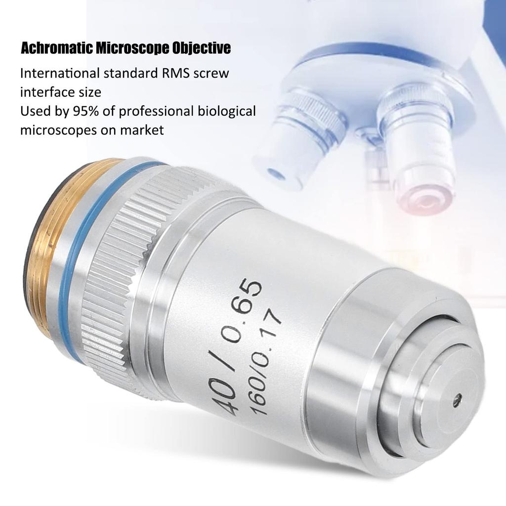 Achromatic Microscope Objective 40x High Magnification Microscope Objective High Light Achromatic Objective Lens with Protective for Microscope Lens,