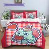 Bulbasaur Patterned Pillowcase & Duvet Cover Set Bedroom Decor Anime Bedding Ideal Gift Choice for Anime Fans.-TING