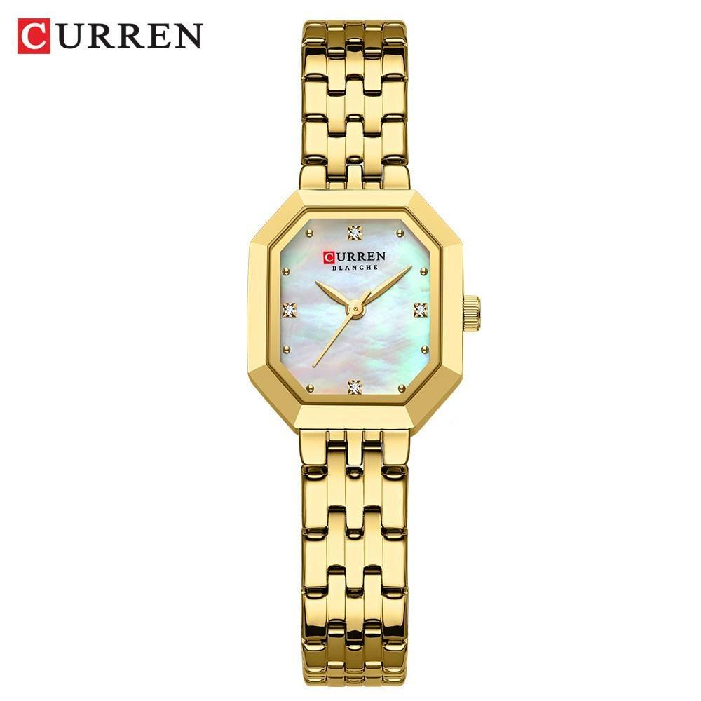 CURREN Luxurious Elegant Women's Watches Classic Rectangular Dial with Rhinestones Stainless Steel Waterproof