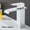 Waterfall Stainless Steel Hot and Cold Water Faucet Above Counter Basin Bathroom Splash-proof Basin Faucet