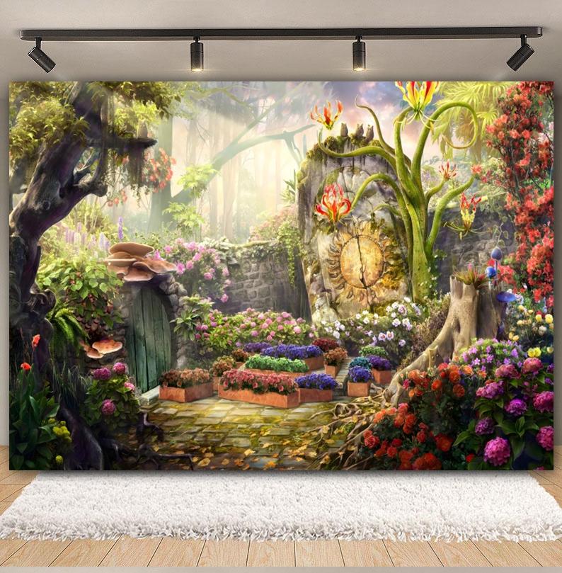 Dreamy Forest Photography Backdrop Enchanted Jungle Fairy Tale Book Mushroom Princess Birthday Party Photocall Background Decor