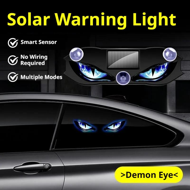 Creative Car Demon Eye Light Cool Flashing Solar Warning Light Safety Suction Cup Installation Rear Window Light Auto Decoration