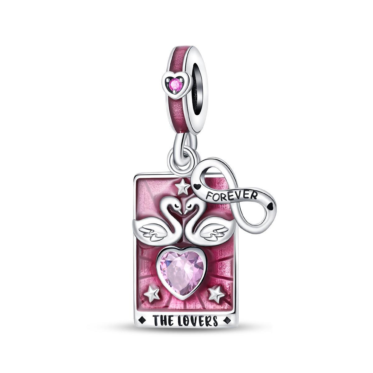 

S925 Silver Tarot Themed Star Moon Sun Pendant Necklace Enamel Drop Oil Craft Fashion Jewelry