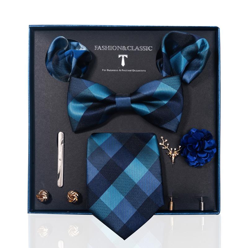 High-End Wedding Groom Tie Pocket Towel Corsage Gift Box Set Men'S Tie
