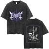 Gewaschenes Vintage Rockband Mayhem De Mysteriis Dom Sathanas Skelett Grafik T-Shirt Herren Death Black Metal Gothic Punk Streetwear