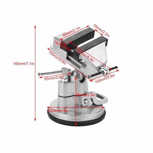 Asixx Rotating Clamp Vise, 360 Rotating Table Vise, Aluminum, Work Tool, Fixed, Silver