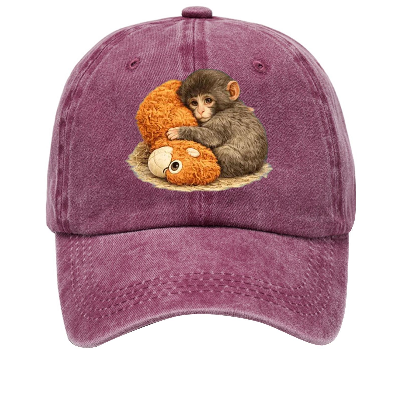 

Washed Cotton Baseball Cap With Printed Distressed Soft Top Denim Hat For Men, European And American Retro Hat One Size